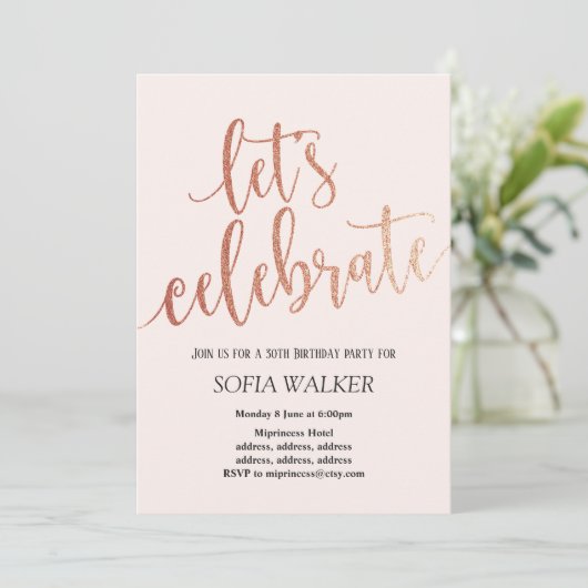 Roos Gold Foil , verjaardagsfeestdag Kaart (Staand voorkant)