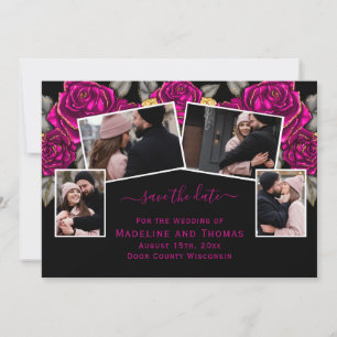 Roos Gold Foil Vier Foto zwart Roze Save The Date