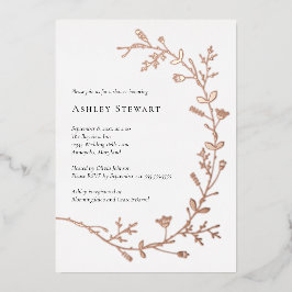 Roos Gold Foil Vine Scroll Vrijgezellenfeest Folie Uitnodiging