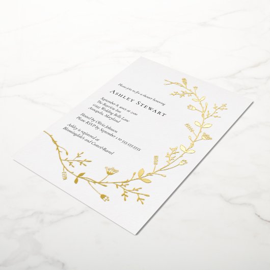 Roos Gold Foil Vine Scroll Vrijgezellenfeest Folie Uitnodiging (Gedraaid)