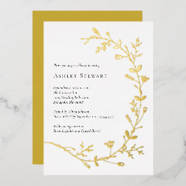 Roos Gold Foil Vine Scroll Vrijgezellenfeest Folie Uitnodiging