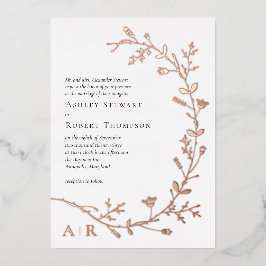 Roos Gold Foil Vine Scroll Wedding Invitation Folie Uitnodiging