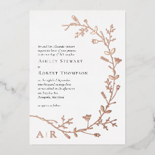 Roos Gold Foil Vine Scroll Wedding Invitation Folie Uitnodiging