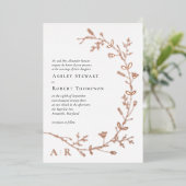 Roos Gold Foil Vine Scroll Wedding Invitation Folie Uitnodiging (Staand Voorkant)