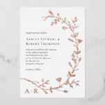 Roos Gold Foil Vine Scroll Wedding Invitation Folie Uitnodiging<br><div class="desc">Deze zwervende wijnstoker in echte roos goudfolie legt een elegante verklaring af voor je trouwuitnodiging. U kunt zich aanpassen aan uw informatie en de tekst aanpassen aan uw gebeurtenis.</div>
