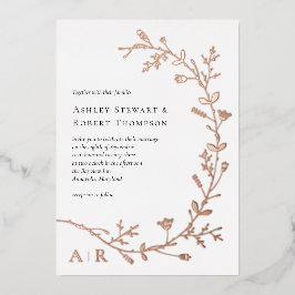 Roos Gold Foil Vine Scroll Wedding Invitation Folie Uitnodiging