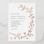 Roos Gold Foil Vine Scroll Wedding Invitation Folie Uitnodiging (Voorkant)