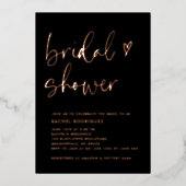 Roos Gold Foil Vrijgezellenfeest met modern Script Folie Uitnodiging (Voorkant)