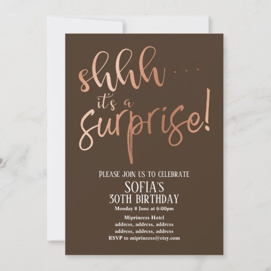 Roos Gold Foil , wat een verrassingsfeest is Kaart (Voorkant)