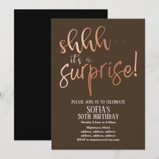 Roos Gold Foil , wat een verrassingsfeest is Kaart (Voorkant / Achterkant)