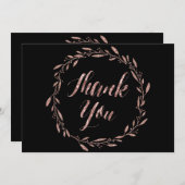 Roos Gold Foil Weddenschap Hartelijk dank Zwarte k Bedankkaart (Voorkant / Achterkant)