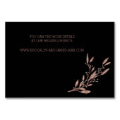 Roos Gold Foil Wedding Accommodatie Floral Black Kaart (Achterkant)