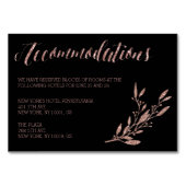Roos Gold Foil Wedding Accommodatie Floral Black Kaart (Voorkant)