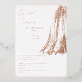 Roos Gold Foil Wedding Dress Vrijgezellenfeest Folie Uitnodiging (Voorkant)