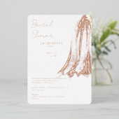 Roos Gold Foil Wedding Dress Vrijgezellenfeest Folie Uitnodiging (Staand Voorkant)