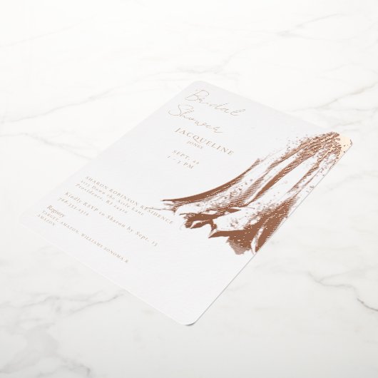 Roos Gold Foil Wedding Dress Vrijgezellenfeest Folie Uitnodiging (Gedraaid)