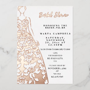 Roos Gold Foil Wedding Dress Vrijgezellenfeest Folie Uitnodiging
