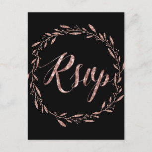 Roos Gold Foil Wedding RSVP Briefkaarten met zwart