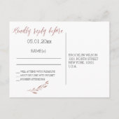Roos Gold Foil Wedding RSVP Briefkaarten met zwart (Achterkant)