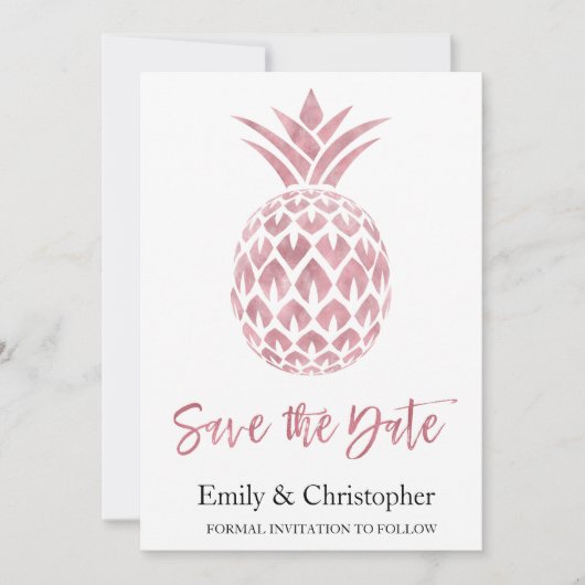 Roos Gold Foil Wedding Save the Date Ananas (Voorkant)