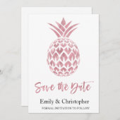 Roos Gold Foil Wedding Save the Date Ananas (Voorkant / Achterkant)