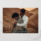 Roos Gold Foil Weduwfoto Hartelijk dank Folie Uitnodiging (Voorkant)