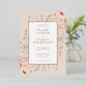Roos Gold Foil Wildflower Wedding Folie Uitnodiging (Staand Voorkant)