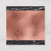 Roos Gold Foil | Zwarte marmer Vierkante Visitekaartje (Achterkant)