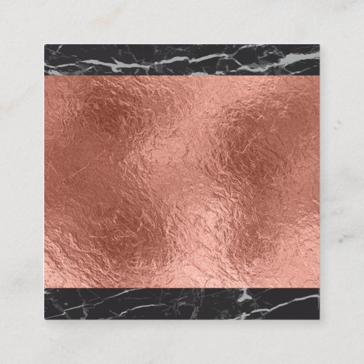 Roos Gold Foil | Zwarte marmer Vierkante Visitekaartje (Achterkant)