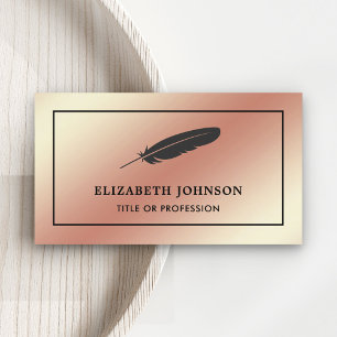 Roos Gold Foil Zwarte Veer Quill Pen Visitekaartje