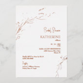 Roos Gold Foliage Vrijgezellenfeest Roos Gold Folie Uitnodiging (Voorkant)