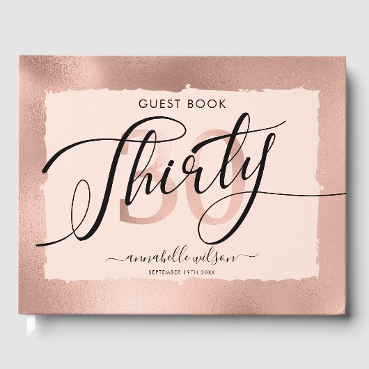 Roos Gold Folie 30e Verjaardag Foto Gastenboek (Voorkant)