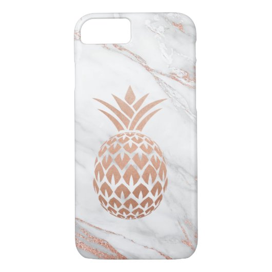 Roos Gold Folie Ananas op wit marmer Case-Mate iPhone Case (Achterkant)