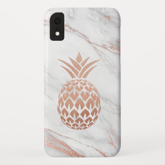 Roos Gold Folie Ananas op wit marmer Case-Mate iPhone Case (Achterkant)