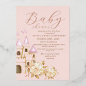 Roos Gold Folie & Blush Pink Princess Baby shower Folie Uitnodiging (Voorkant)