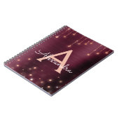 Roos Gold - Folie Bourgogne Sparkle Monogram Notitieboek (Linkerzijde)