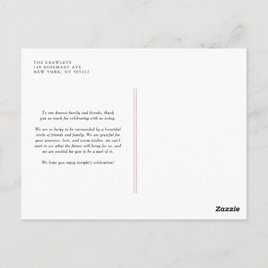 Roos Gold Folie Confetti bruiloft Dank u Briefkaart (Achterkant)