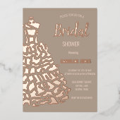 Roos Gold Folie Elegant Jurk Vrijgezellenfeest Folie Uitnodiging (Voorkant)