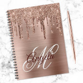 Roos Gold Folie Glitter Drip Fancy monogram Notitieboek