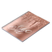 Roos Gold Folie Glitter Drip Fancy monogram Notitieboek (Linkerzijde)