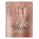 Roos Gold Folie Glitter Drip Fancy monogram Notitieboek (Voorkant)