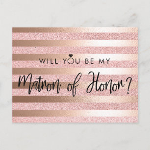 Roos Gold Folie & Glitter Matron of Honor Voorstel Briefkaart