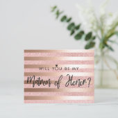 Roos Gold Folie & Glitter Matron of Honor Voorstel Briefkaart (Staand voorkant)
