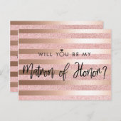Roos Gold Folie & Glitter Matron of Honor Voorstel Briefkaart (Voorkant / Achterkant)