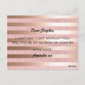 Roos Gold Folie & Glitter Matron of Honor Voorstel Briefkaart (Achterkant)