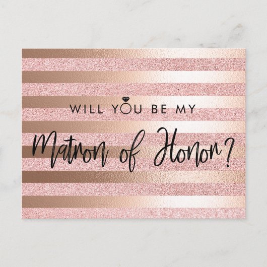 Roos Gold Folie & Glitter Matron of Honor Voorstel Briefkaart (Voorkant)