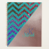Roos Gold Folie Glittery Chevron Blauwgroen Green  Planner (Voorkant)