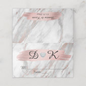 Roos Gold Folie Grijs Marmer Monogram Hart Trouwen Plaatskaartje (Buitenkant ongevouwen)