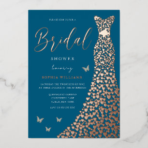 Roos Gold Folie Hart Jurk Ocean Vrijgezellenfeest Folie Uitnodiging