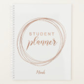 Roos Gold Folie Modern Monogram Naam Student Planner (Voorkant)